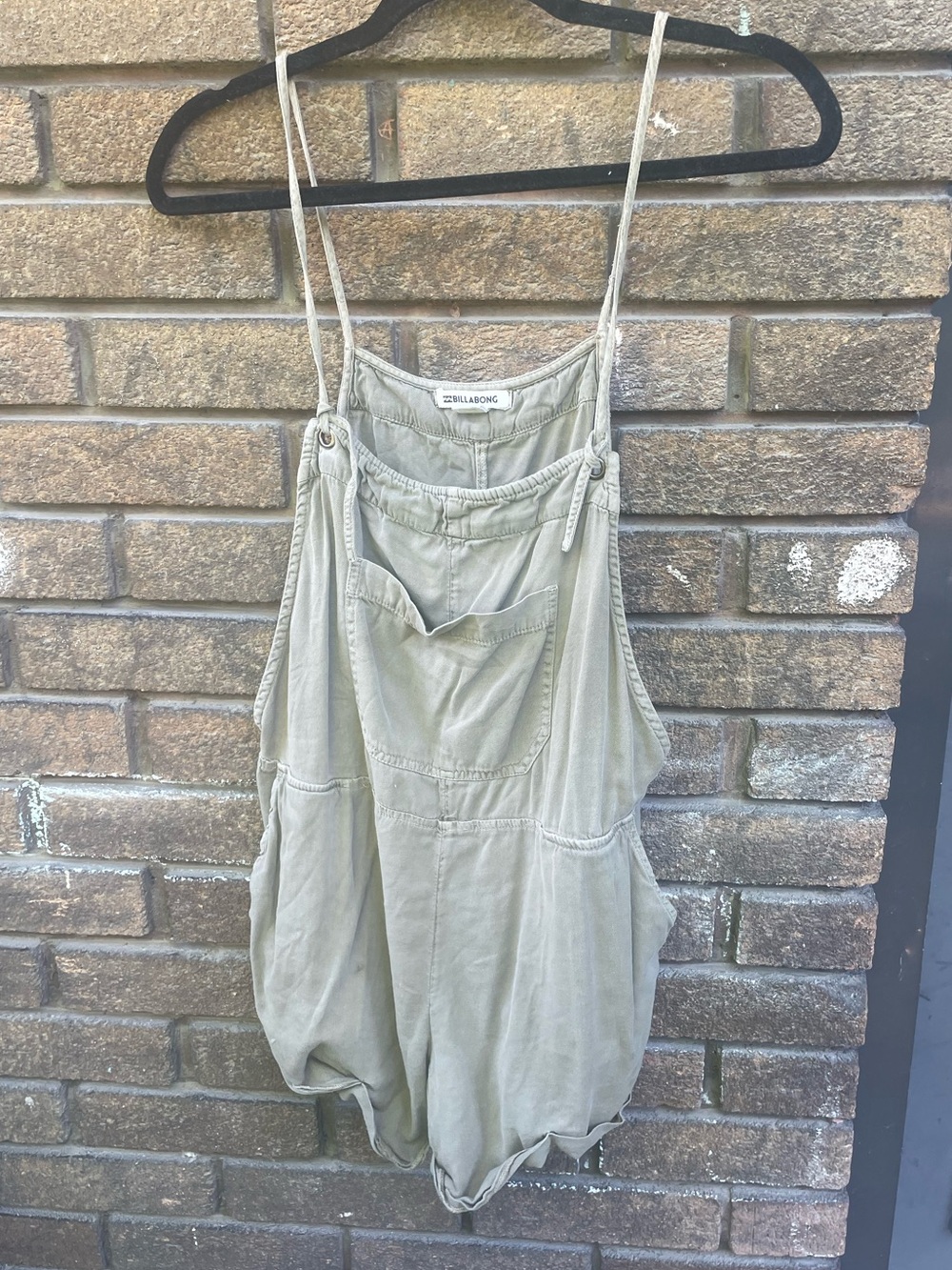 Billabong Olive Utility Romper with Front Pocket